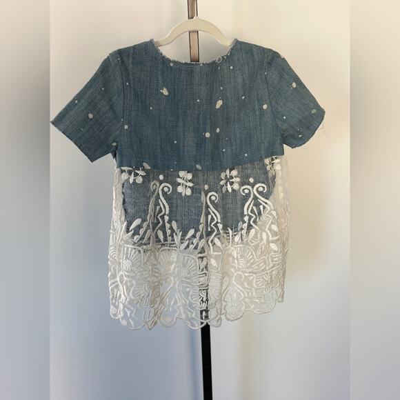 Sea top New York, embroidered short sleeve top size 0 - Picture 5 of 6